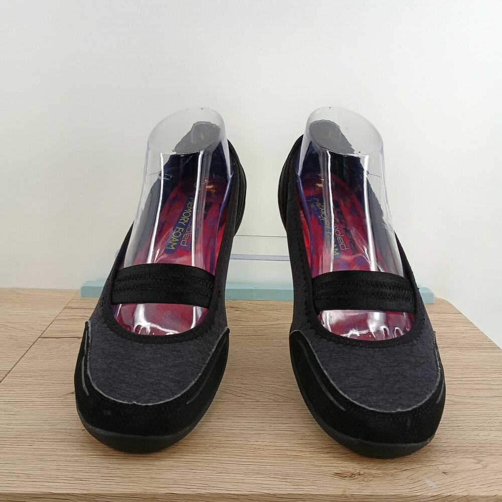 Skechers Womens 8 Mary Jane Shoes Black Fabric Comfort Flats Memory Foam